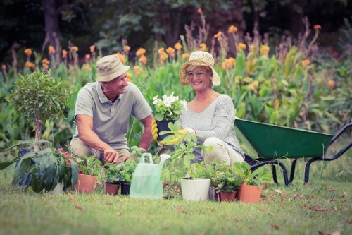 Team of gardeners inspecting plants in Edmonton