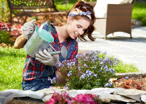Edmonton gardener team assessing a residential front yard